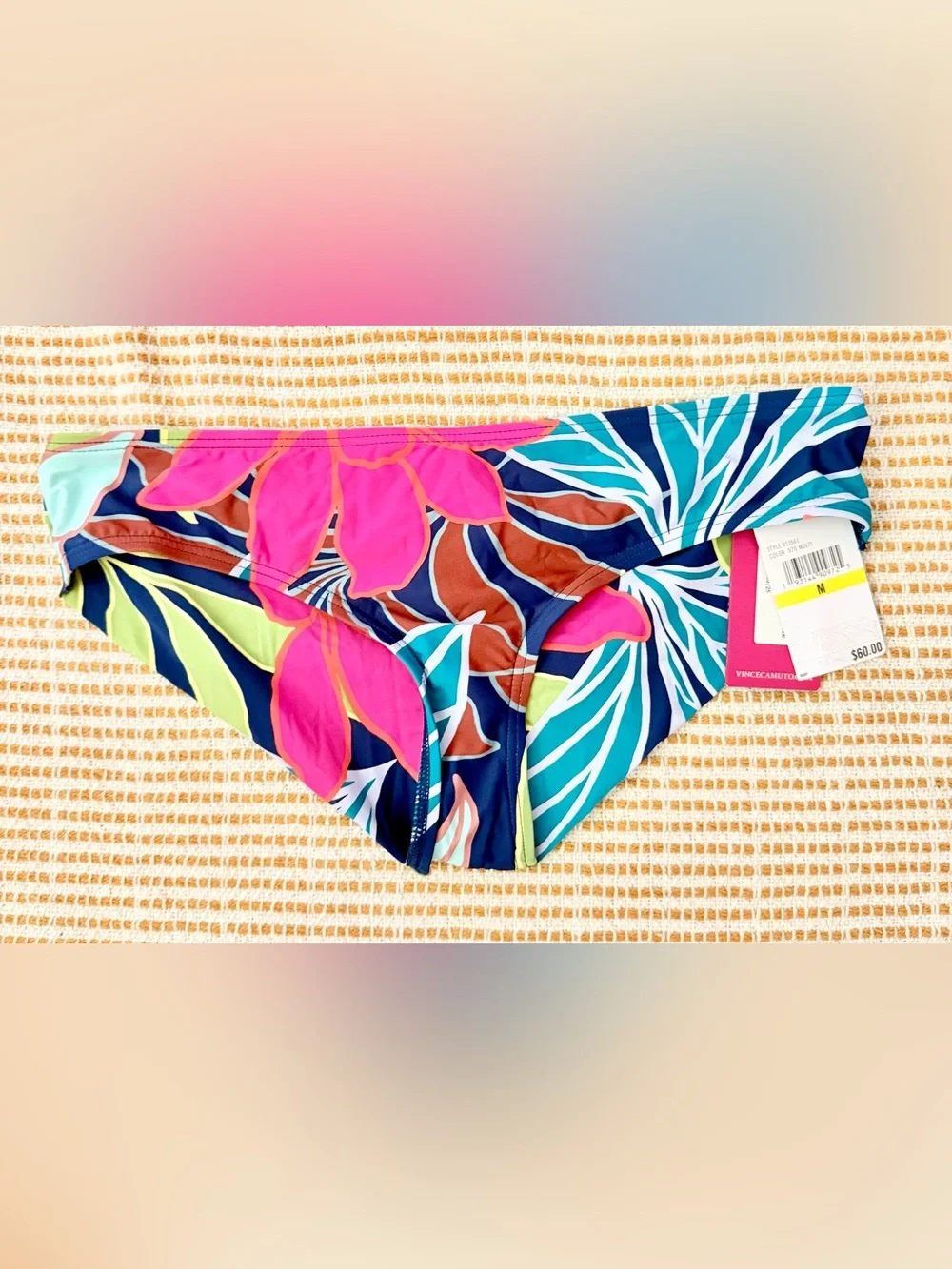 Vince Camuto Tropical Floral Shirred - Back Bikini Bottoms NWT
